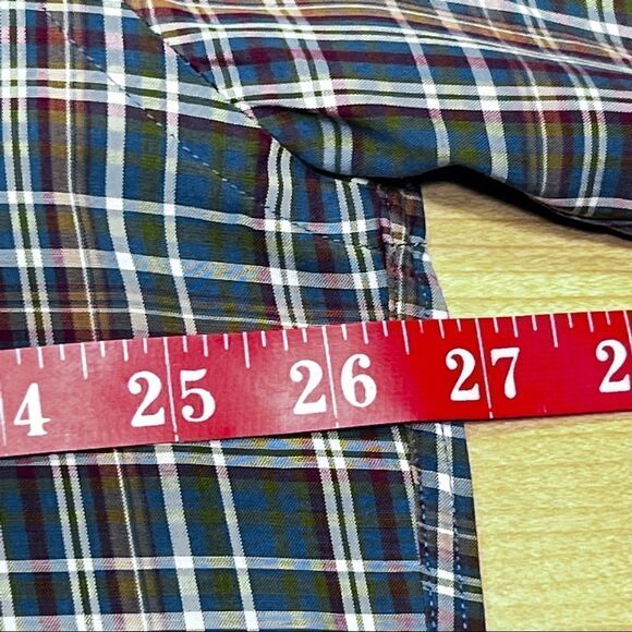 Men’s Large Faconnable Plaid LS Button Down Green Burgundy Blue & Brown. - Picture 2 of 8